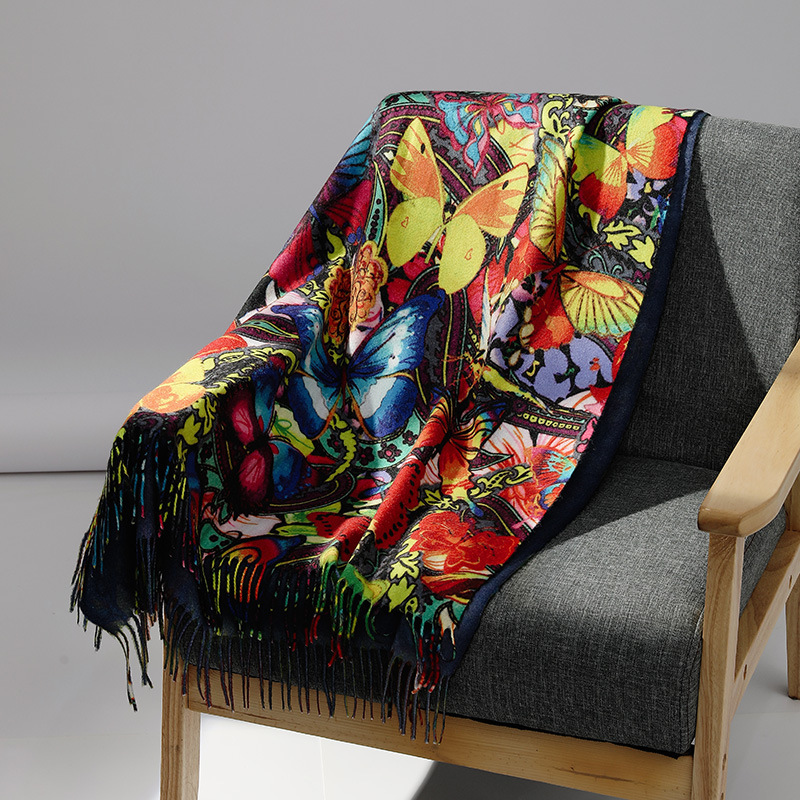 Woven Scarf Blanket - Luxury Brand Oil Painting Cashmere Scarf
