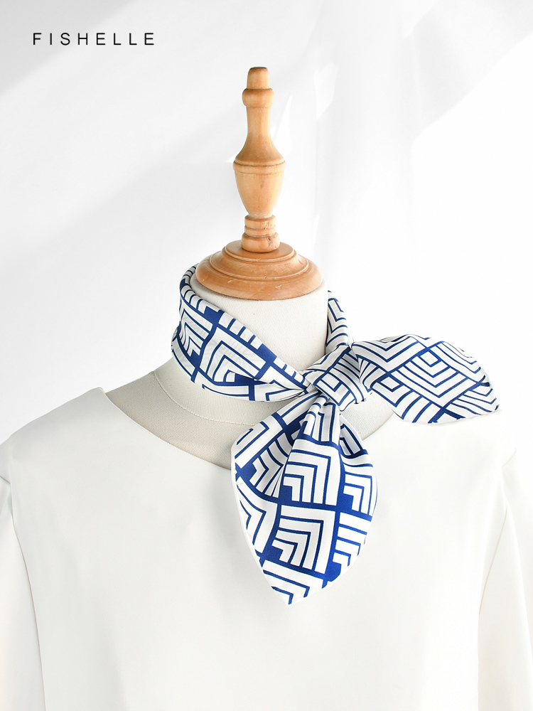 Geometric printed real silk tw - Face Scarf Mask 评论和价格