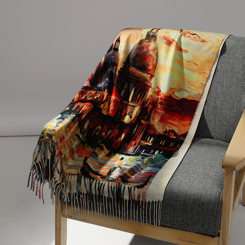 Luxury Brand Oil Painting Cash - Woven Scarf Blanket 评论和价格
